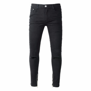 Ripped Slim Fit Black Denim Jeans