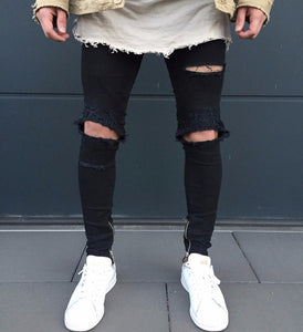 Ripped Slim Fit Black Denim Jeans