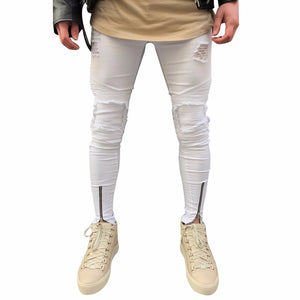 Ripped Slim Fit White Jeans