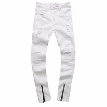 Load image into Gallery viewer, Ripped Slim Fit White Jeans