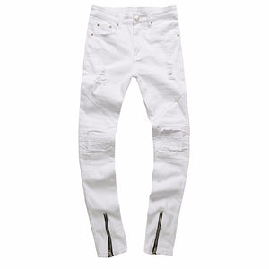 Ripped Slim Fit White Jeans